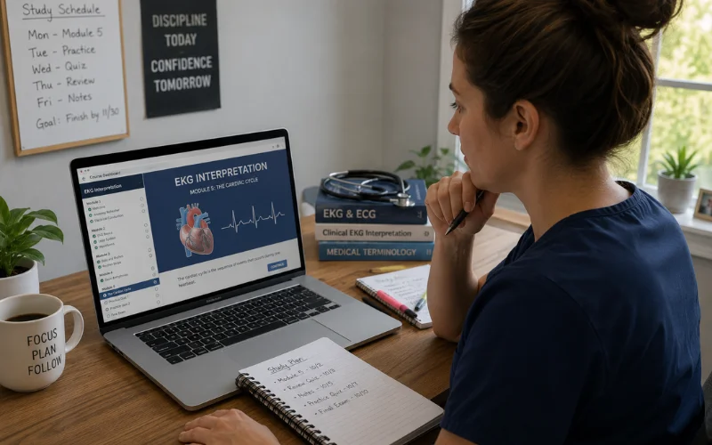 self-paced vs. scheduled how online eKG courses are structured