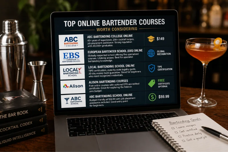 top online bartender courses worth considering