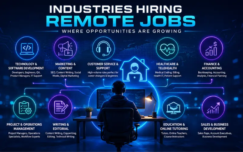 where remote jobs are actually hiring industries with real volume